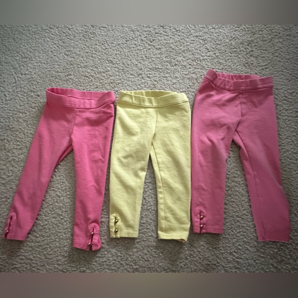 Janie and Jack- Pink and Yellow Leggings Set - two 2T, one 3T